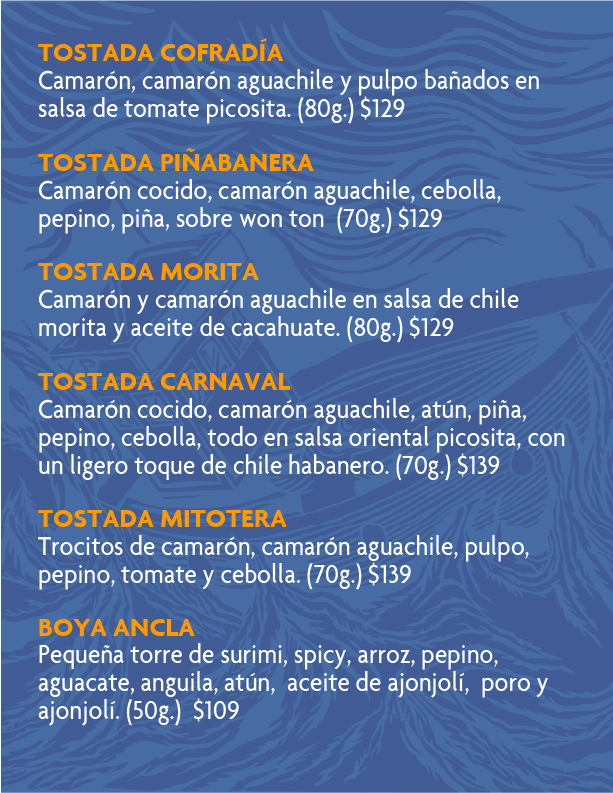 Marejada menu tostadas