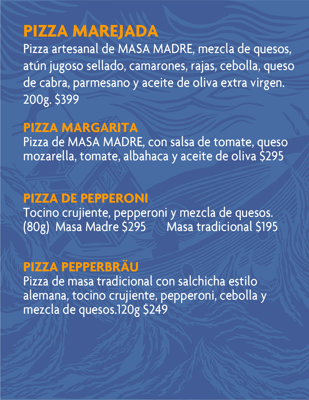 Marejada menu pizza