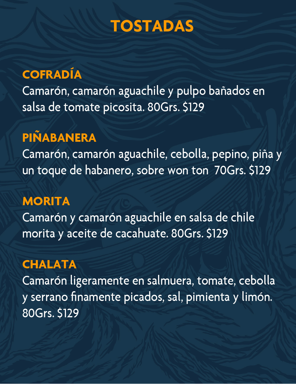 Marejada menu tostadas